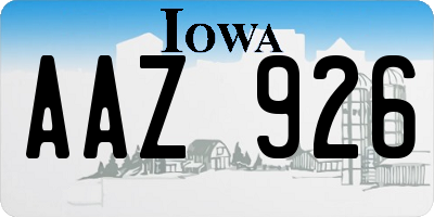 IA license plate AAZ926