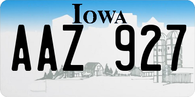 IA license plate AAZ927