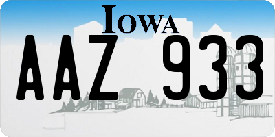 IA license plate AAZ933