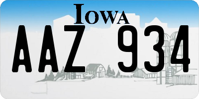 IA license plate AAZ934