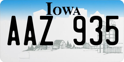 IA license plate AAZ935