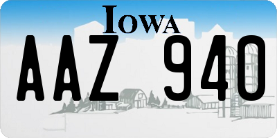 IA license plate AAZ940