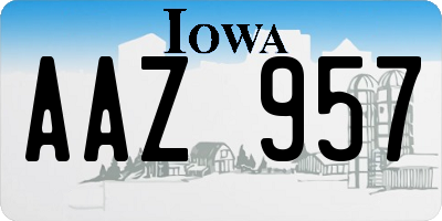 IA license plate AAZ957