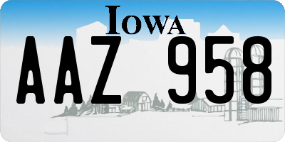 IA license plate AAZ958