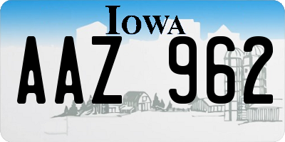 IA license plate AAZ962