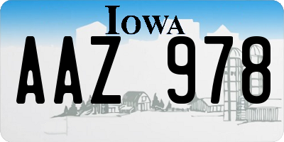 IA license plate AAZ978