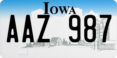 IA license plate AAZ987