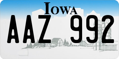 IA license plate AAZ992