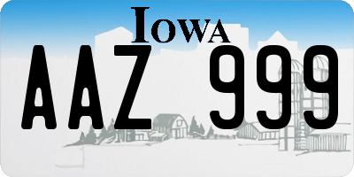 IA license plate AAZ999