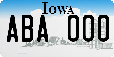 IA license plate ABA000