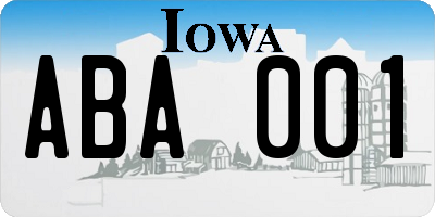 IA license plate ABA001