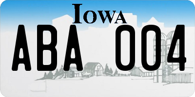 IA license plate ABA004
