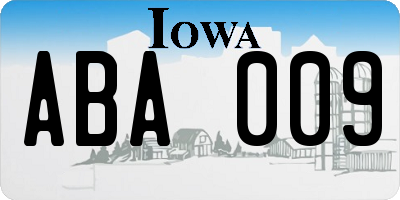 IA license plate ABA009