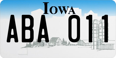 IA license plate ABA011