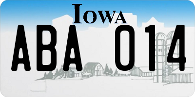 IA license plate ABA014