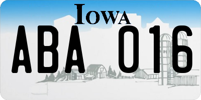 IA license plate ABA016