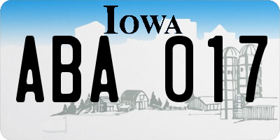 IA license plate ABA017