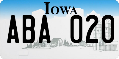 IA license plate ABA020