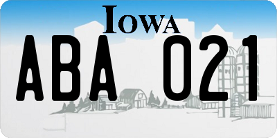 IA license plate ABA021