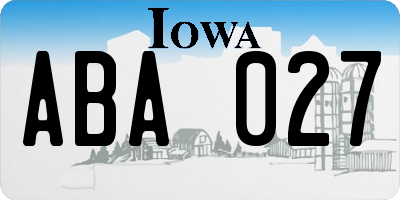 IA license plate ABA027