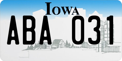 IA license plate ABA031