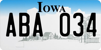 IA license plate ABA034