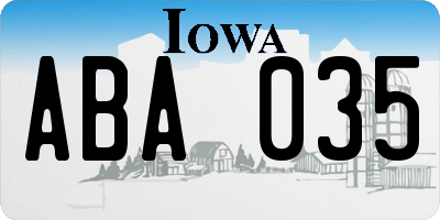 IA license plate ABA035