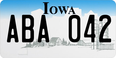 IA license plate ABA042