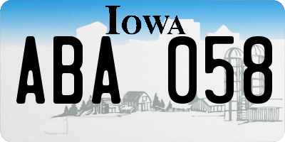IA license plate ABA058