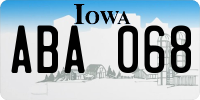IA license plate ABA068
