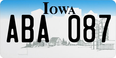 IA license plate ABA087