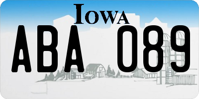 IA license plate ABA089