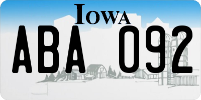 IA license plate ABA092