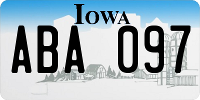 IA license plate ABA097