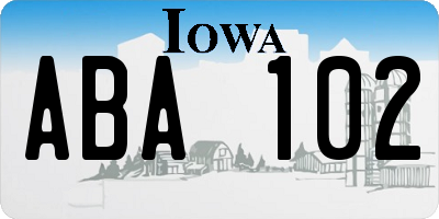 IA license plate ABA102