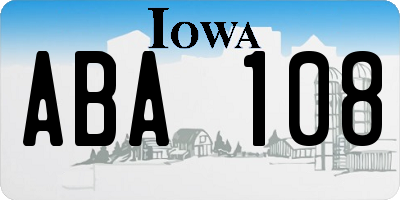 IA license plate ABA108