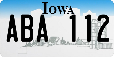 IA license plate ABA112