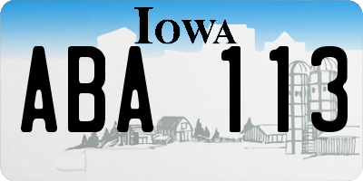 IA license plate ABA113