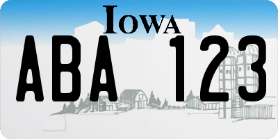 IA license plate ABA123