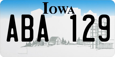 IA license plate ABA129