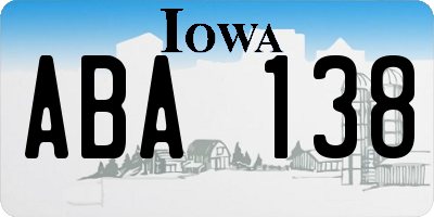 IA license plate ABA138
