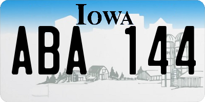 IA license plate ABA144