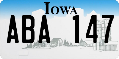 IA license plate ABA147
