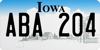 IA license plate ABA204