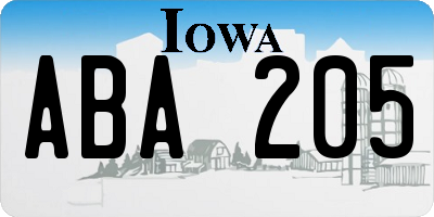 IA license plate ABA205