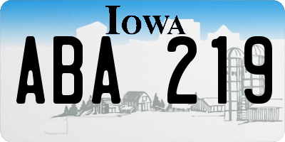 IA license plate ABA219