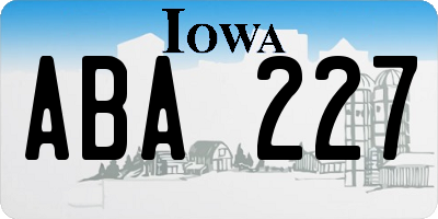 IA license plate ABA227