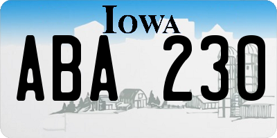 IA license plate ABA230