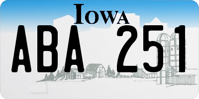 IA license plate ABA251