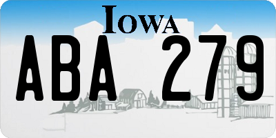 IA license plate ABA279
